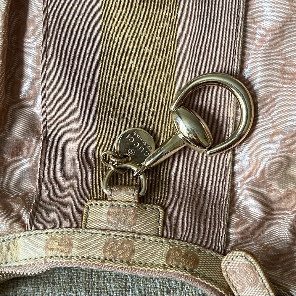 Gucci pink GG crystal coated canvas horsebit web hobo shoulder bag bow tie - Picture 3 of 16